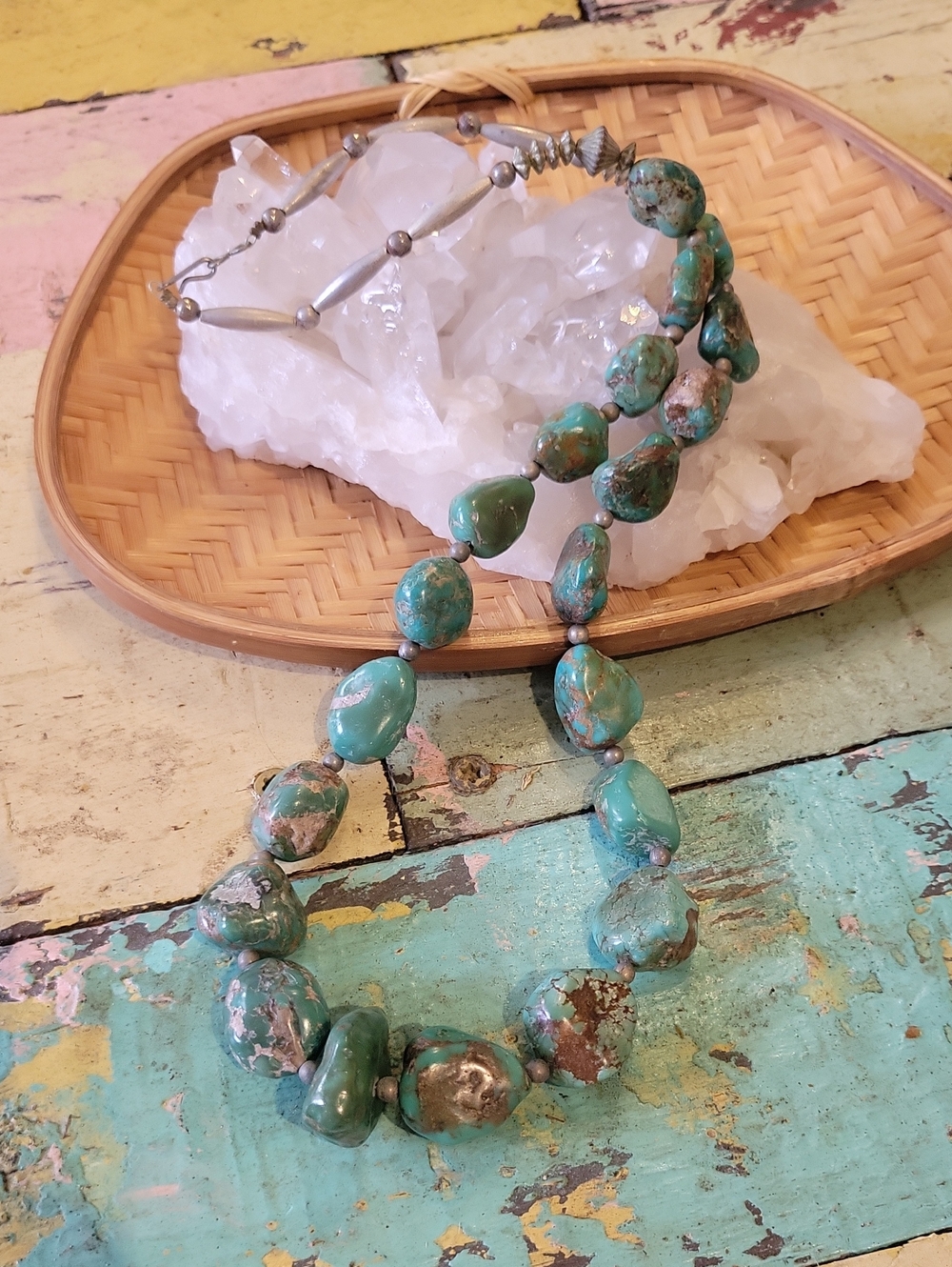 Turquoise Nugget Beaded Necklace - Women Jewelry